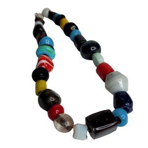 VINTAGE Colorful Chunky Glass Beaded Choker Necklace